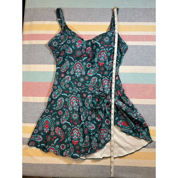 NWT, Eomenie Green Paisley Swim Dress Swimsuit Size Large - Picture 3 of 6
